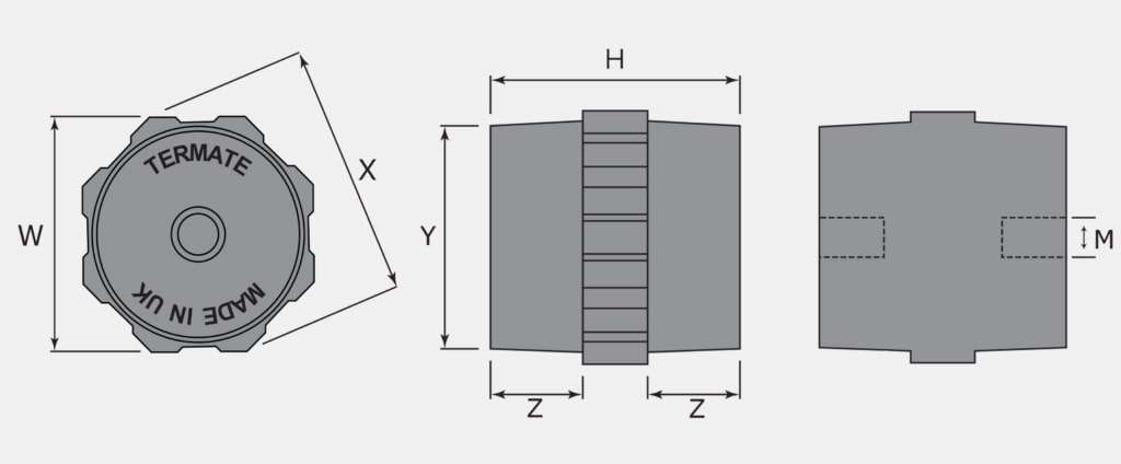 Diagramma che mostra la posizione delle dimensioni sull'isolatore del distanziatore