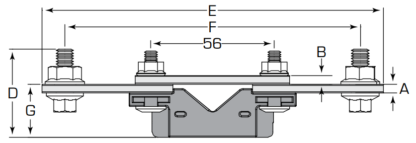 Diagram showing the side view of a Termate Neutral Link dimensions