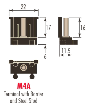 Diagram of the M4A Terminal with barrier and steel stud