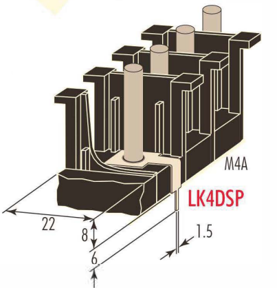 Diagram to show the dimensions of the LK4DSP Link for the M4A Terminal