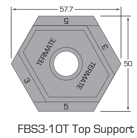 Dimensions for the FBS3-10T Top Support